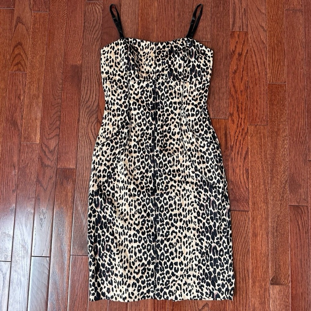 Vintage F21 Forever 21 Black Cheetah Animal Print Bodycon Bandage Dress
